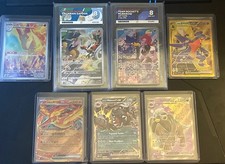 Pokemon Ungraged + Graded Bundle 2 Slabs and 5 Raw Cards! 4 Ultra Rare + 1 Gold!