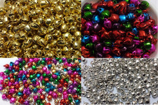 50-100 x Gold/mixed/silver, mini jingle bells, charms, 6x8mm , 8x10mm, & 10x12mm