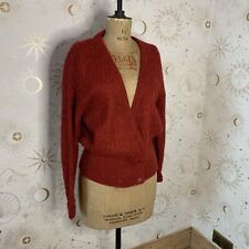 Vintage 100% Mohair Cardigan Jumper Large/ XL UK 12-14 modern size rust orange
