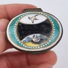 Antique 18thC Bilston Enamel Patch Box "A Trifle From Harwich"