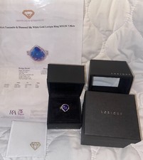 AAAA TANZANITE & Diamond 18k White Gold Lorique Ring 8cts Approx N/O Certified