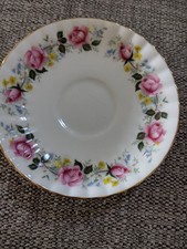 Single Saucer From Salisbury Bone China. Made In England. Pink Tea Rose Design
