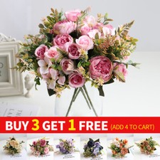 Artificial Flowers Silk Peony Wedding Bouquet Home Party Outdoor Decor UK