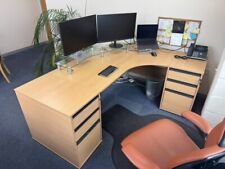 Beech Radial Desk 152cm by 115cm + Pedestals (41cm wide)