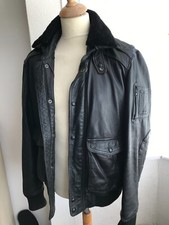 Black leather flying jacket - black,