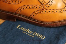 Loake 1880 Ashby Tan Brown Leather Oxford Brogue Shoes UK 8.5 G US 9.5 EU 42.5