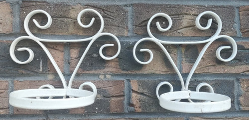 Pair white scroll - white, wrought
