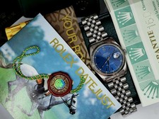 1995 ROLEX DATEJUST 16200 BLUE DIAL BOX & PAPERS - RARE 