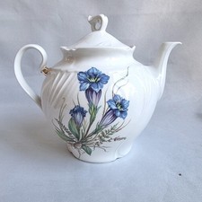 Royal Windsor English Bone China Teapot Floral Design - Gold Gilt Trim Vintage