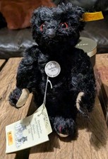 Steiff black mohair bear historic miniatures 1912 replica 16cm with tags 029257