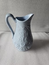 Vintage Dudson Blue Ceramic Jug with Wheat Relief – Farmhouse Style Pitcher