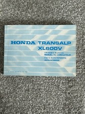 Honda Transalp XL 600 V Handbook/Owners Manual 1986
