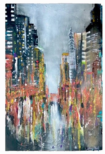 Abstract acrylic cityscape - abstract,