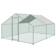 4x3m WALK IN CHICKEN RUN COOP LARGE OUTDOOR PEN METAL DUCK HEN POULTRY CAGE SHED