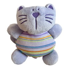 Cat Soft Toy Rattle Purple Stripe Lilac Vintage Small Plush 5.5” Mothercare ELC?