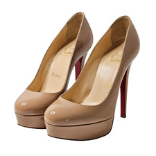Christian Louboutin Bianca Nude Leather Platform Heels Shoes Pumps EU35.5 UK 2.5
