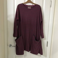 Seasalt  Cornwall: The Mill Pool dress Size 16 100% cotton striped Purple Grey
