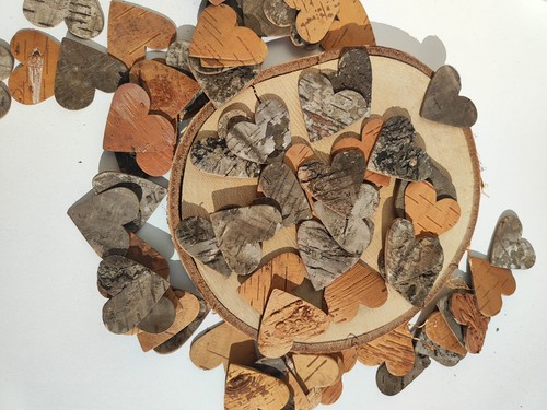 300 large birch bark hearts - 300,