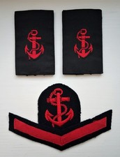 ROYAL NAVY LEADING RATE Sleeve Badges and Slip On Epaulettes. Black/White.