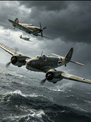 Dornier do17 hit spitfire - a,