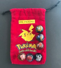 6 X Pokemon Marbles + Bag