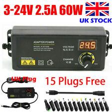 DC 3V~24V 60W 2.5A Universal Power Supply Adjustable Switching AC/DC Adapter UK