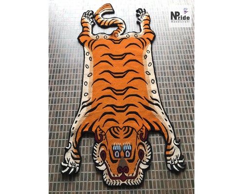 Handknotted tibetan tiger rug - handknotted,