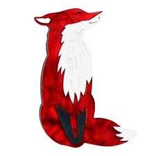 Modern Retro Arcrylic Handmade BROOCH Crafty Red Fox Layered Boxed Broach BN