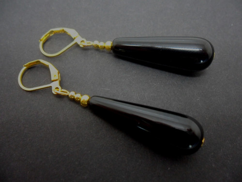 Pair dangly black onyx - dangly,