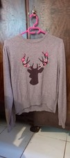 Lindy Bop XL Extra Large Jumper Caitie Grey Deer Stag Floral
