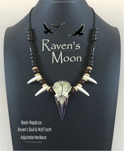 Raven skull necklace tribal - raven,