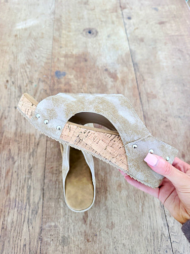 Women beige suede - suede, slip-on