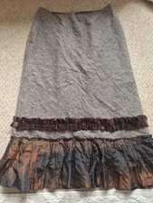 Promod Brown Tweed Midi Skirt