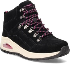 Skechers Womens Uno Rugged Ankle Hiking Walking Boot Black Durasuede Shoe