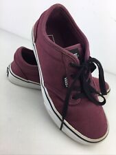Vans Youth Kids Burgundy Lace Up Canvas Low Top Trainers Sneakers, UK 3.5, GC.