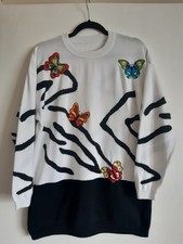 Vintage 1980's Escada Margaretha Ley Butterfly Jumper Size 12 100% Cotton VGC