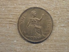 1937 GEORGE VI PENNY, BRITISH BRONZE COIN, MINT LUSTRE