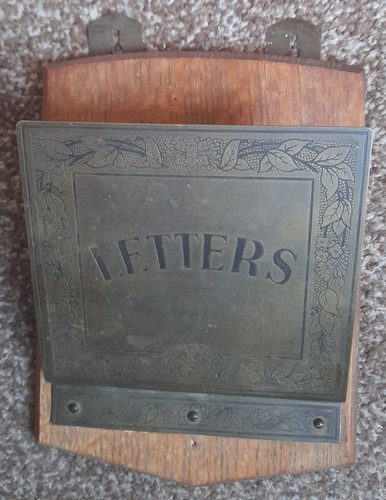 Vintage oak and brass letter - brass,