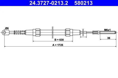 Handbrake cable 3727 0213 - handbrake,