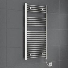 Electric Flat Chrome Towel Radiator 1100 x 500mm - 250W Wall Mounted Bathroom