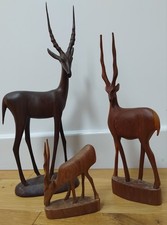 3 Vintage Hand Carved Wooden