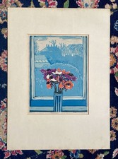 Vintage handmade linocut art - vintage,