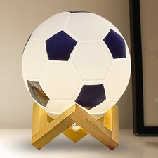 Football Lamp Table Lamp Warm Light Wood Base Hollow Base