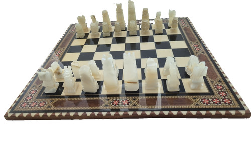 Hand carved vintage onyx chess - hand,