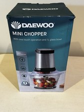 Daewoo Mini Chopper 500W 1L Glass Bowl Stainless Steel Blades New Opened Box