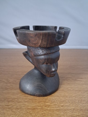 Ebony wood african tribal head - wood,