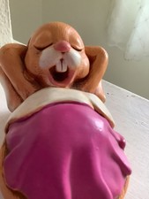 Moorcraft Hand Painted Rabbit in Bed  7 X 4 Cm