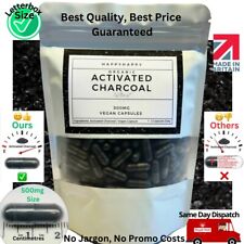 Organic Activated Charcoal Capsules ~ ( 2 - 600 ) Pure, Vegan, Coconut - 500mg