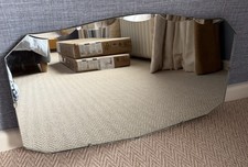 Original Vintage Art Deco 1930s Frameless Bevelled Shield Mirror