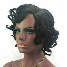 Womens Short Curly Full Lace Synthetic Wig Curly African American Wigs 32cm po